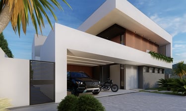 sobrado com ripado e iluminação perfil de led