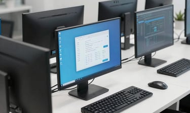 woman and man sitting in front of monitor
