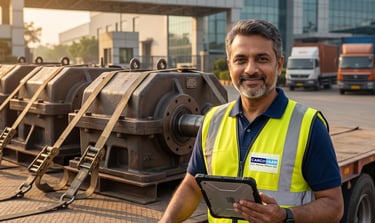 A CargoYaan Woker Standing Beside a Heavy Load
