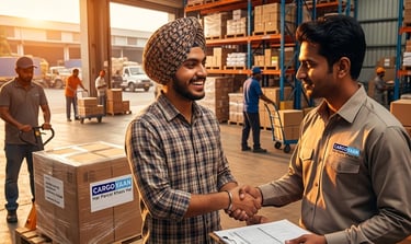 CargoYaan woker Shaking hand with a wholesale distributer