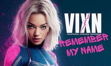 Cinematic Pop & Beats — playlist thumbnail for Sessions on the Green featuring a futuristic woman in vivid pink and blue