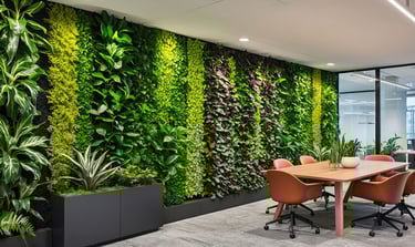 A stunning indoor vertical garden at a corporate office in Electronic City, Bangalore