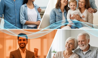 Collage de imagenes de personas en diferentes étapas de vida