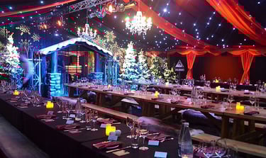 a large table set up for a party