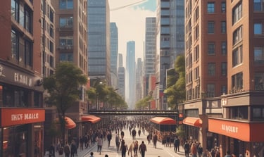 Bright commercial storefront with inviting design and customers entering.