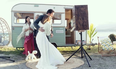 Caravane aménagée pour animation borne photo