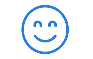 a smiley face with a blue circle with two eyes