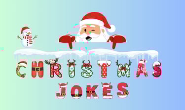 Pic Of Santa pointing to the text, "Christmas Jokes"