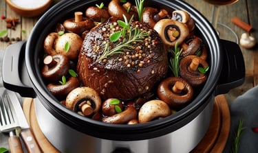 Carne ao Vinho com Cogumelos na Panela de Pressão  de VidaFit&Receitas