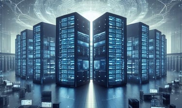 a large group of WebSpace4Rent servers in a server room