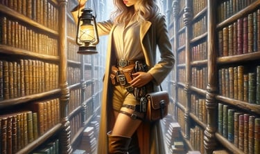 a woman in a hat and a hat with a lantern on it
