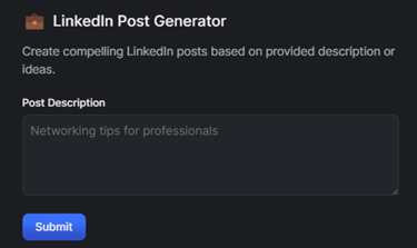 LinkedIn Post Generator: Create engaging LinkedIn posts using provided descriptions or ideas.