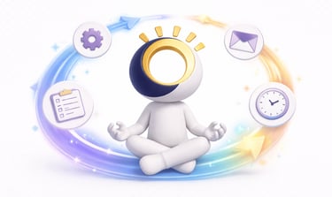 Illustration representing a smooth, automated workflow in a faceless online business system