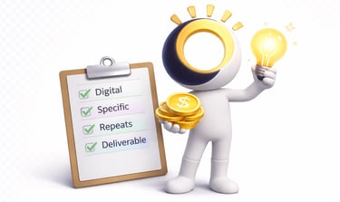 Illustration representing value created through a faceless, system-first online business