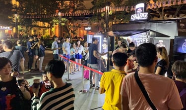 Brand Activation Roadshow with crowd of people standing in line