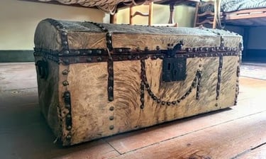 Knoxville, Tennessee Travel - Ramsey House deerskin chest under a bed for storagee