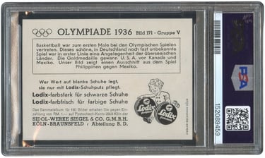 1936 Sidol-Werke Siegel & Co Olympiade #171 Basketball Card from Germany (back)