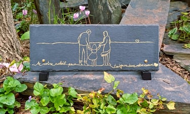 plaque funéraire en ardoise gravure or personnalisable