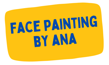 a yellow and blue logo sign that says face painting by ana
