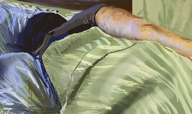 Lou asleep in the Parador - digital postcard