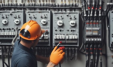 Detailed view of technicians installing ventilation ducts on a construction site.