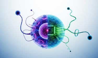 A leaf with glowing circuit patterns, representing an article on living intelligence.