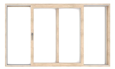 a window with a sliding glass door and a white background