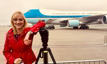 Angie Crouch reporting at LAX Presidential Visit Air Force One