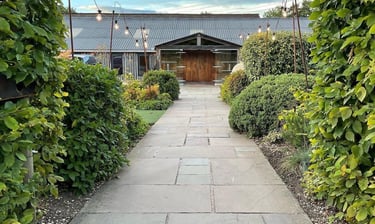 Entrance of Owen House Wedding Barn in Knutsford, Cheshire | Han & Stu Wedding Live Music Duo