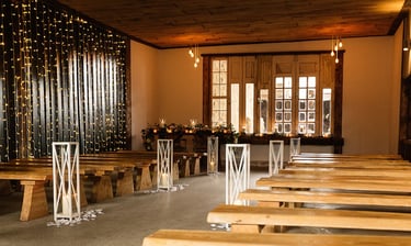 Ceremony Room at Owen House Wedding Barn in Knutsford, Cheshire | Han & Stu Wedding Live Music Duo