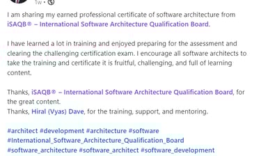 Testimonial Dec 2021 iSAQB CPSA-F training online from India