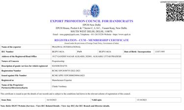 Export promotion counseling  EPCH