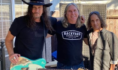 Mark Knight and Tig Kettler, of Bang Tango with Mark's Tumbleweed "Seahag."