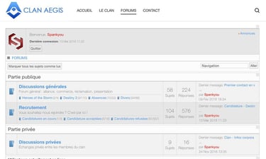Clan Aegis France site web en 2016