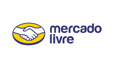 Mercado Livre logo featuring a blue and yellow handshake icon for e-commerce services.