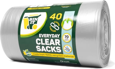 a roll of clear plastic bags with a roll of clear plastic