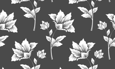 white flowers on black background