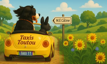 Prestation : Taxis toutou, Mascottes Shadow et Ulya de M. É câline salon de toilettage 