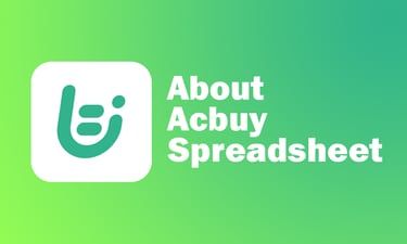 Acbuy Spreadsheet interface banner showing organized marketplace browsing and product discovery cate