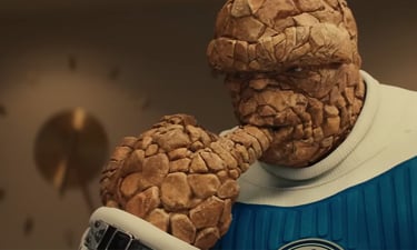 A still image of the Thing in the Fantastic 4 film being released in 2025
