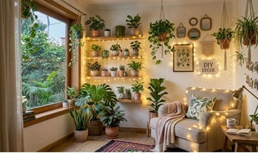 Budget-friendly DIY home decor with plants and creative decorations