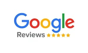 Official Google Reviews logo with a five star rating for business customer feedback.