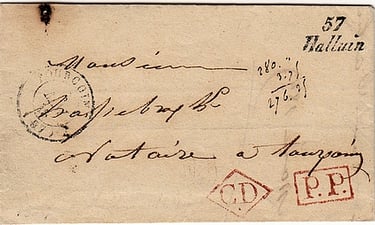 1849: Bar frankierter Brief von HALLUIN nach TOURCOING.