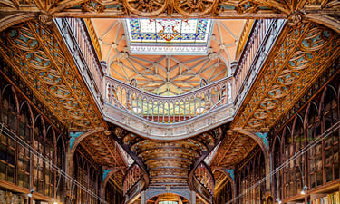 Image of the Lello bookstore in the city of Porto in Portugal