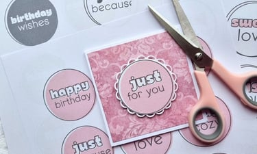 handmade greeting card with "Just for you" sentiment on it