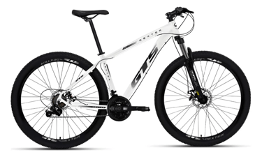 A white bicycle with black details on a white background.