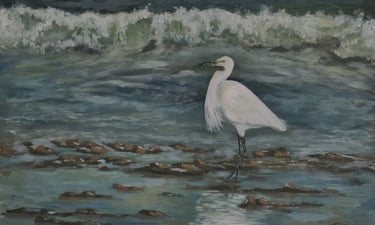 Garceta de pesca. Acrilico 30x40cm
