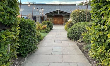 Entrance of Owen House Wedding Barn in Knutsford, Cheshire | Han & Stu Wedding Live Music Duo