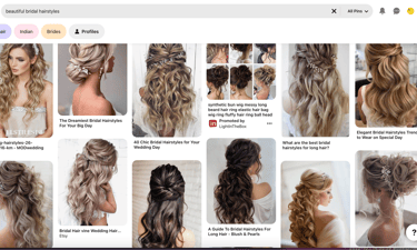 Bridal hair inspiration board on Pinterest