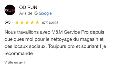 Avis google 5 étoiles clients m&m services pro nettoyage et vitres rouen 